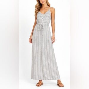 MELLODAY Empire Waist Geometric Maxi Tank Dress Women Size Small Black and White
